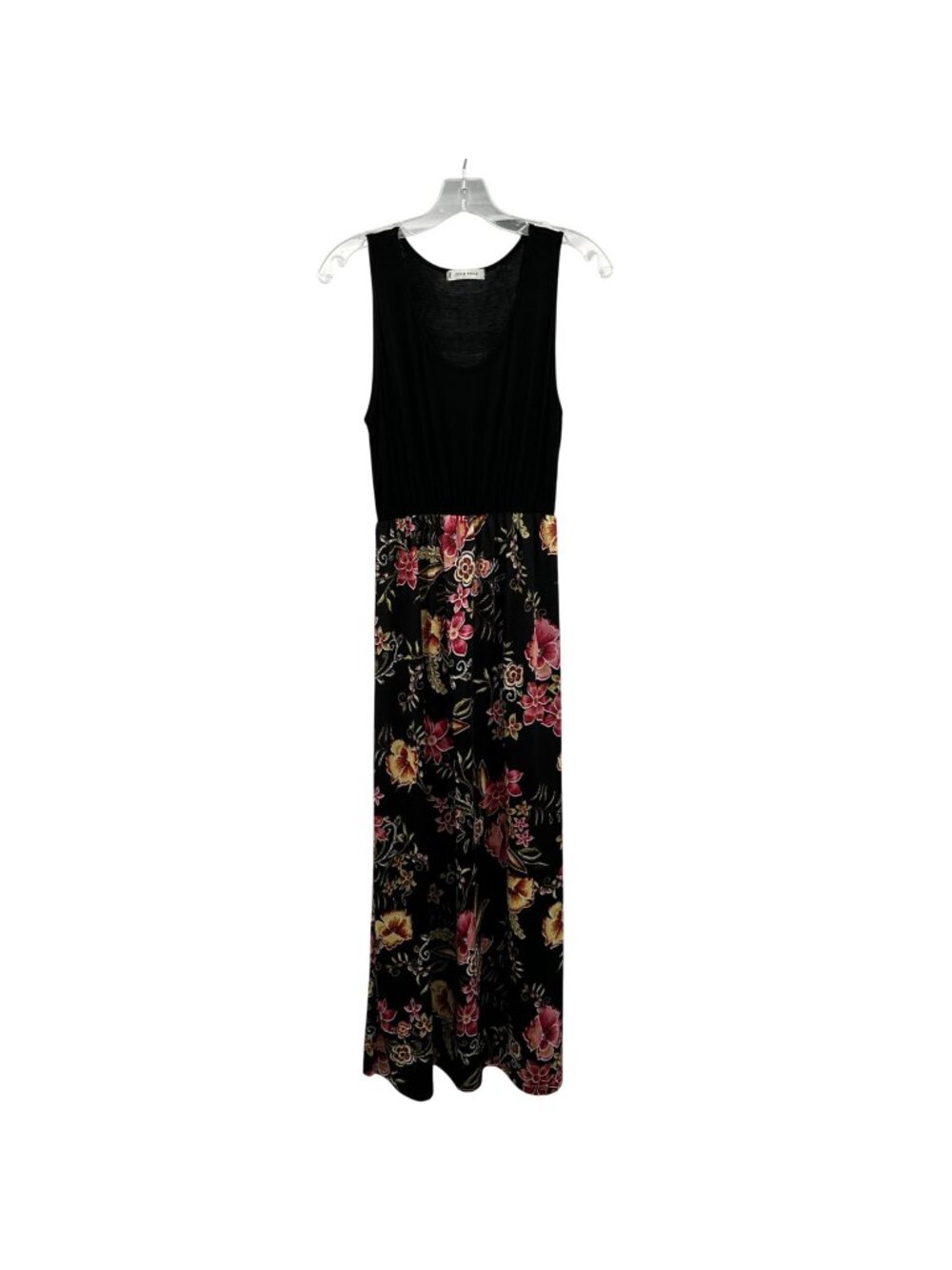 Jon & Anna Sleeveless Maxi Dress Floral Sheer Skirt Black/Multi Size Large